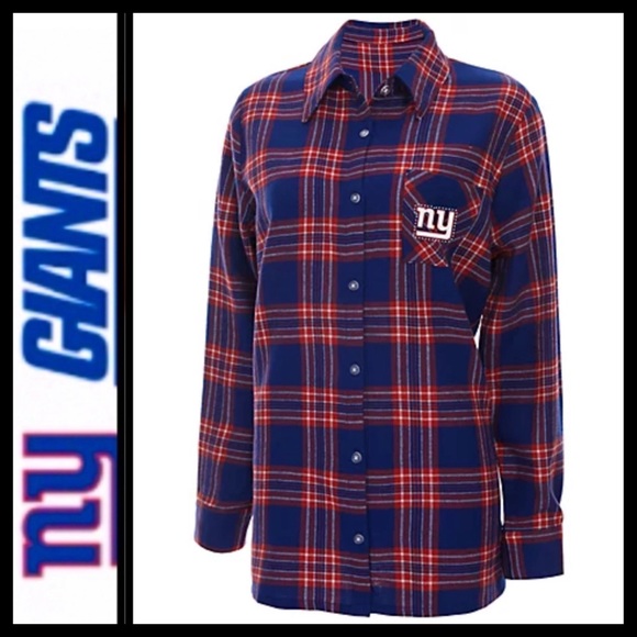 NFL NY Giants Flannel Boyfriend Shirt - Picture 1 of 5